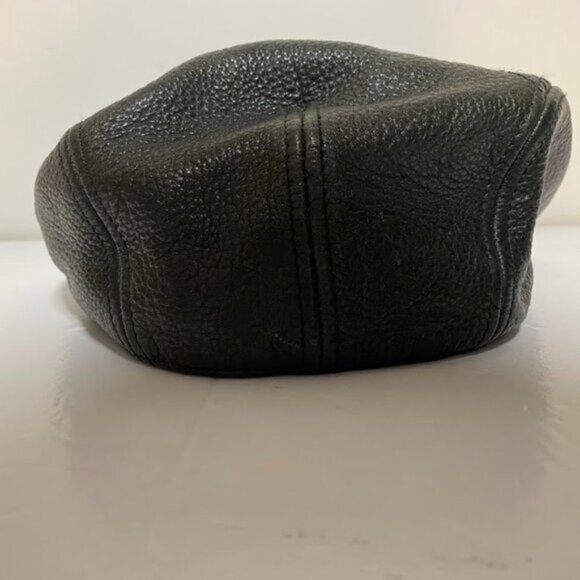 Wilsons Leather Made in India Black Genuine Leather Cap Newsboy Hat L/XL - Picture 5 of 7
